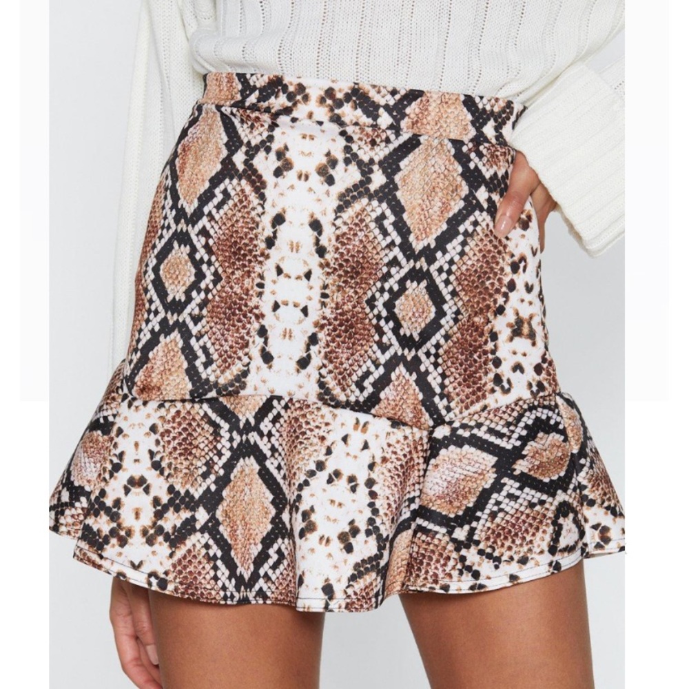 Nasty Gal Snake Print Fit & Flare Skater Skirt